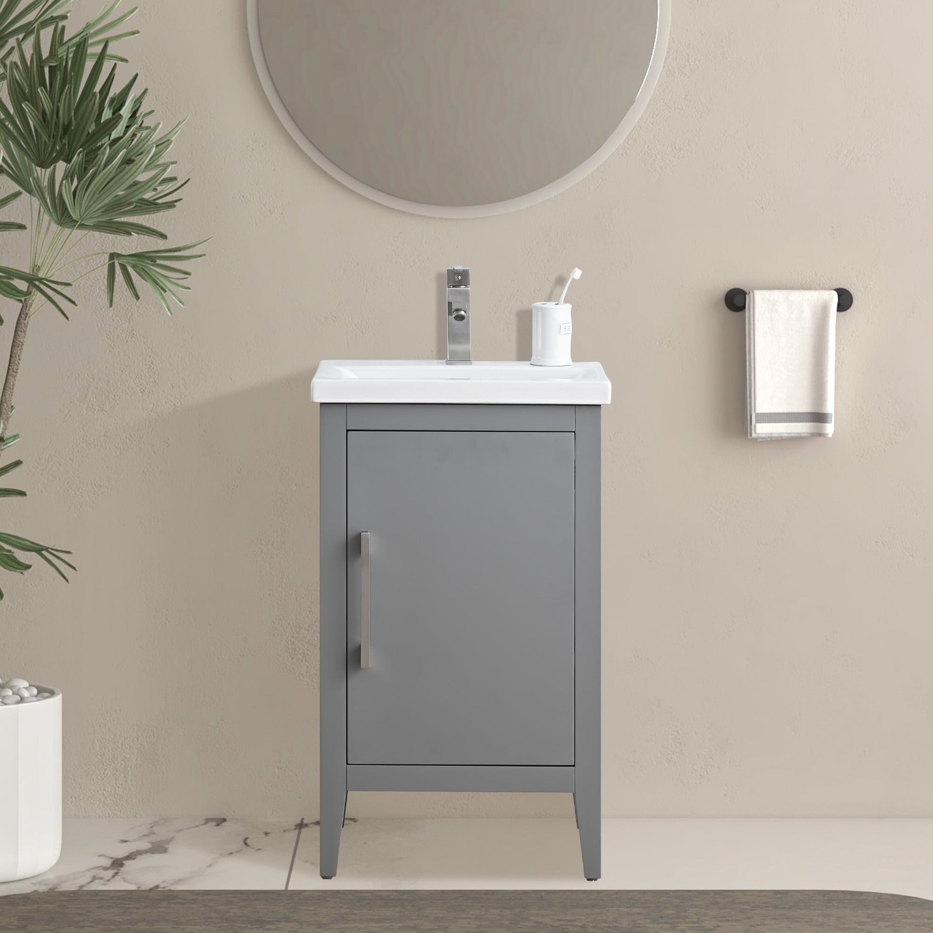 Vanity Art 20 or 24 or 30 Single Sink Bathroom Vanity Cabinet with Ceramic Top