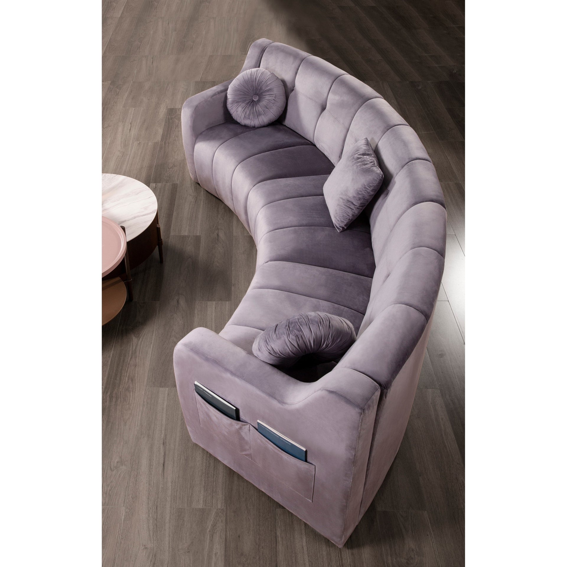 Velvet Legless Curved Symmetrical Modular Floor Sofa - 127