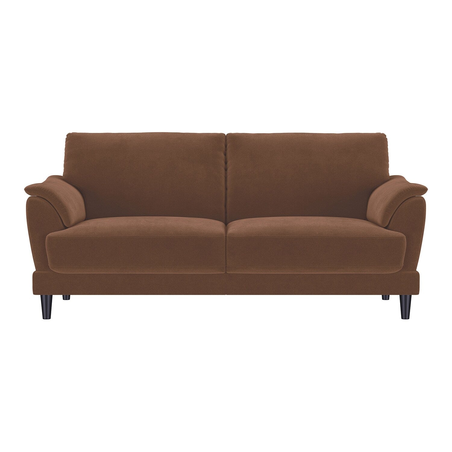 Velvet Upholstered Sofa with Wooden Tapered Legs in Rust