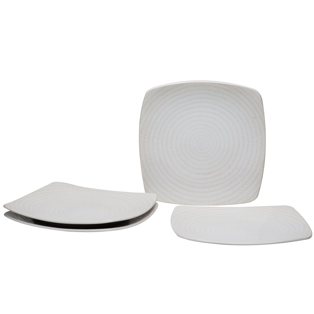 White Rice Square Salad Plate 8 (Set of 4)
