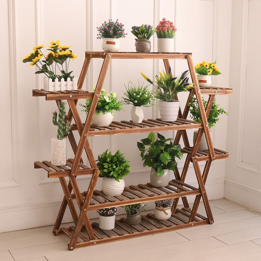 Wood Large Garden Plant Stand Indoor Outdoor Ladder Planter Rack Shelves
