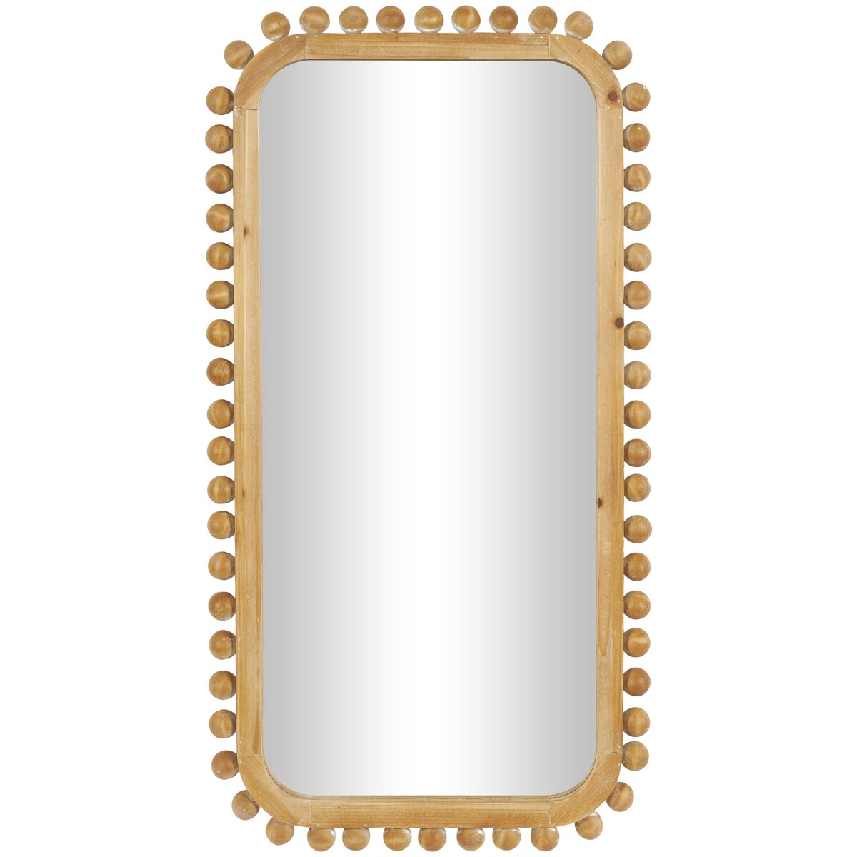 Wood Wall Mirror with Beaded Frame - Brown - Roche River Decor