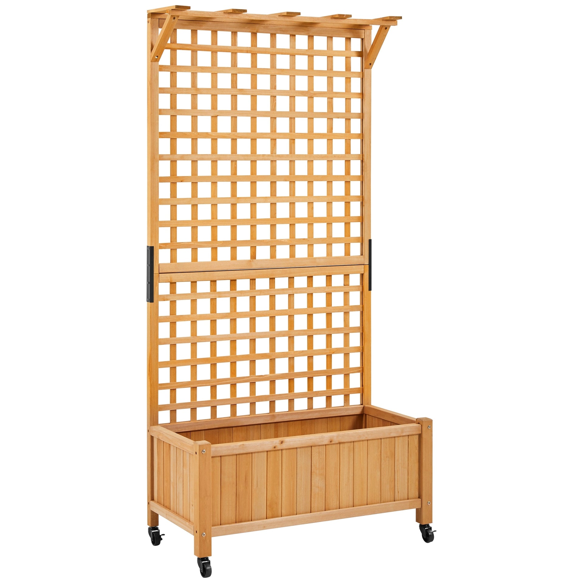 Yaheetech 72H Wood Planter Raised Bed with Trellis Free Standing Planter Box for Garden Yard