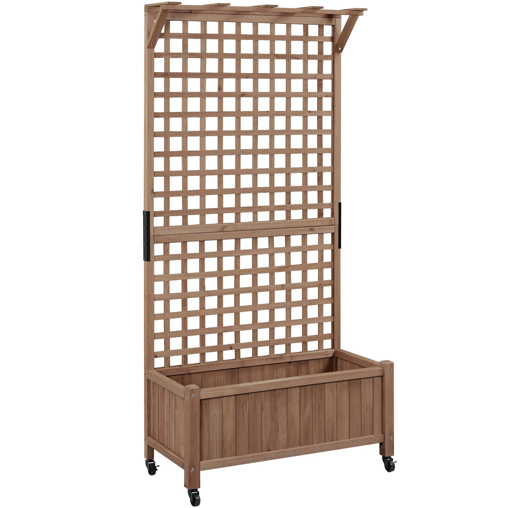 Yaheetech 72H Wood Planter Raised Bed with Trellis Free Standing Planter Box for Garden Yard