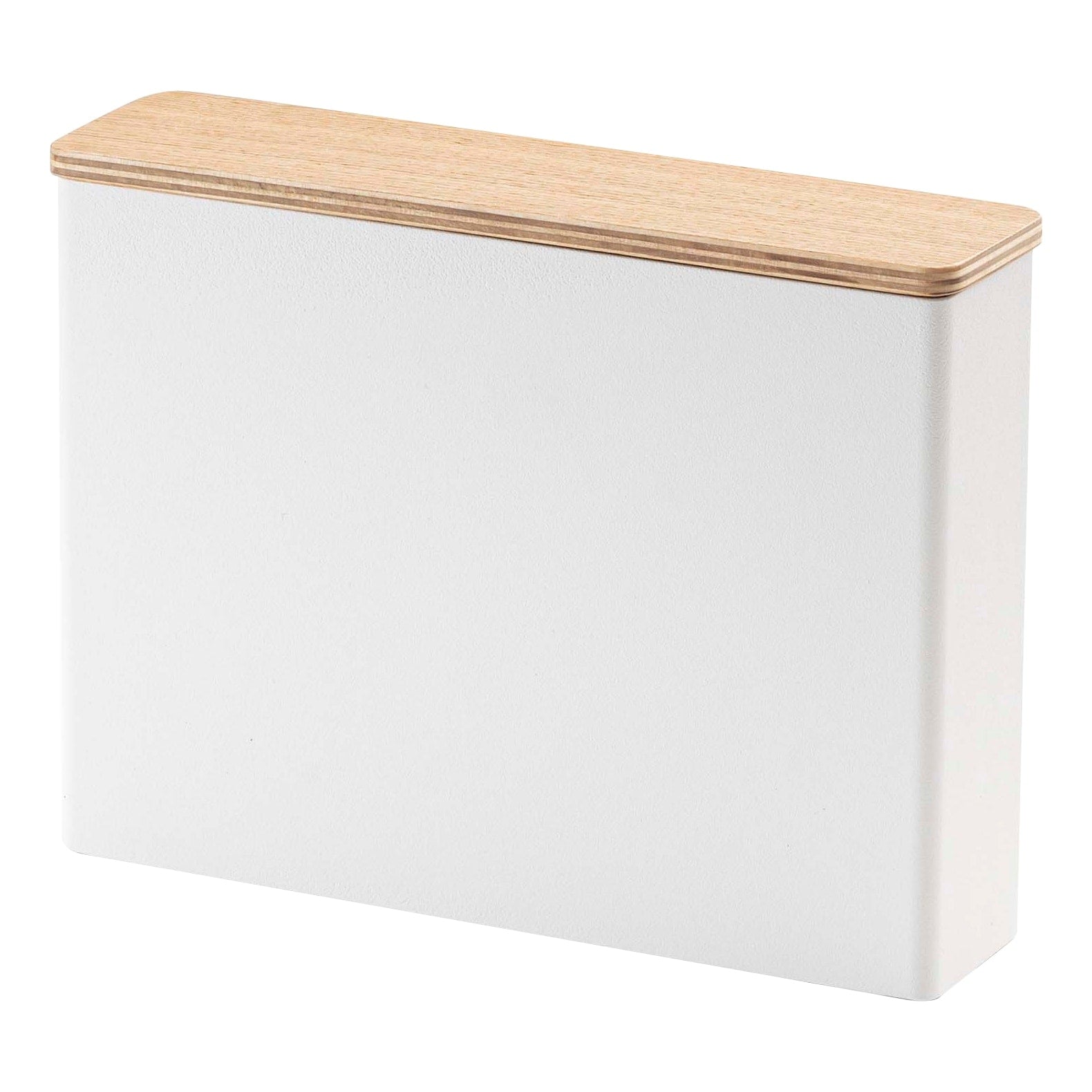 Yamazaki Home Coffee Filter Case - Size 04, Steel and Wood, 04 Coffee Filters, Lid - L 2.05 x W 8.27 x H 6.1 inches