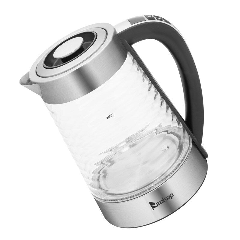 ZOKOP 0.58Gal 1200W High Borosilicate Glass Electric Kettle with Electronic Handle