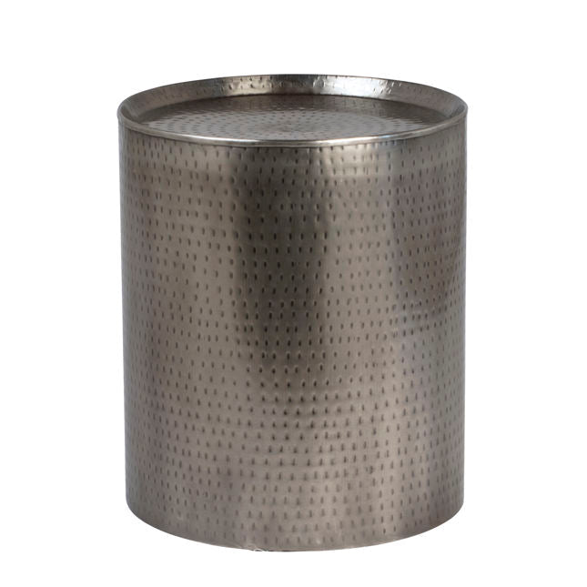 Harper Drum End Table - Antique Nickel