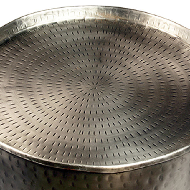 Harper Drum End Table - Antique Nickel