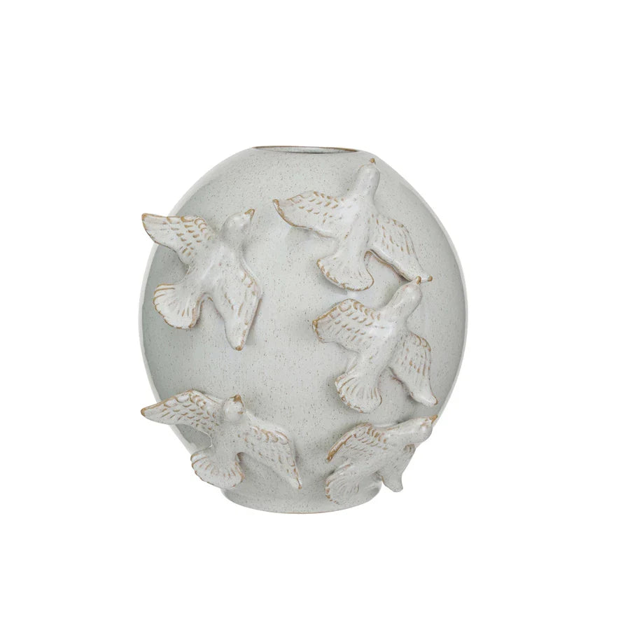 Stoneware Vase With Birds