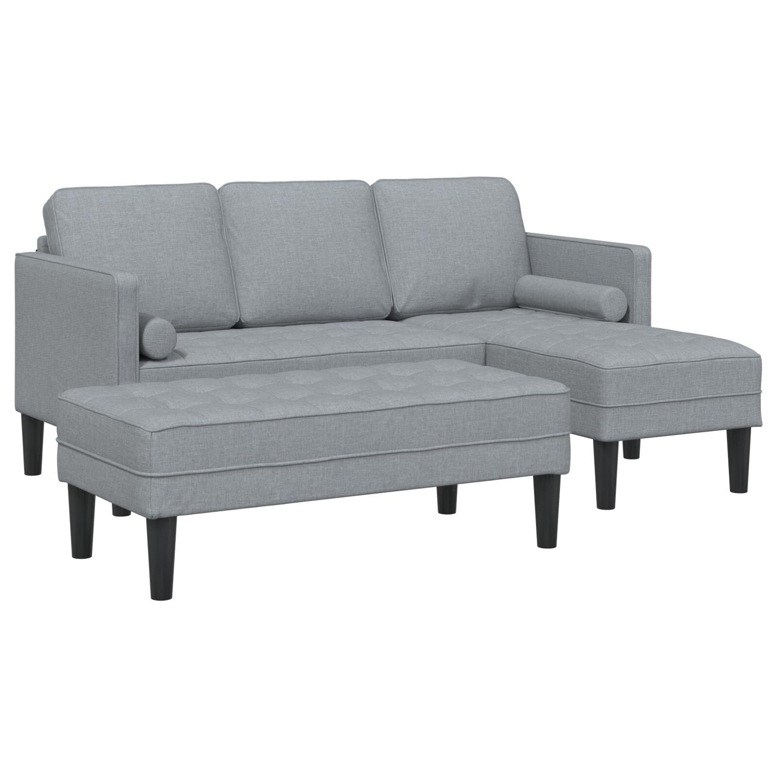 vidaXL 2/3 Piece Sofa Set with Cushions Black/Dark Grey/Light Grey Fabric - 68.1 x 51.6 x 26.4